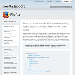 Benutzerprofile – wo Firefox Ihre Lesezeichen, Passwörter und andere persönlichen Daten ablegt