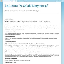 Textes Juridiques de Base Régissant les Collectivités Locales Marocaines
