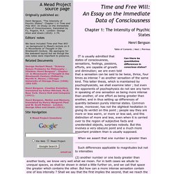 Henri Bergson: Time and Free Will: Chapter 1: The Intensity of Psychic States