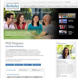 PhD Program - Haas School of Business, University of California Berkeley
