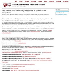The Berkman Community Responds to SOPA/PIPA