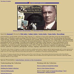 Emile Berliner and the Birth of the Recording Industry: Home Page