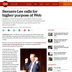 Berners-Lee calls for higher purpose of Web