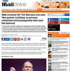 Tim Berners-Lee warns about internet's future