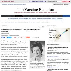 Bernice Eddy Warned of Defective Salk Polio Vaccine