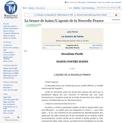 La besace de haine/L’agonie de la Nouvelle-France - Wikisource