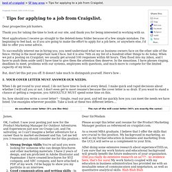 lo mejor de craigslist: Tips for applying to a job from Craigslist.