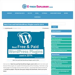 Best Free and Paid WordPress Plugins used in 2014