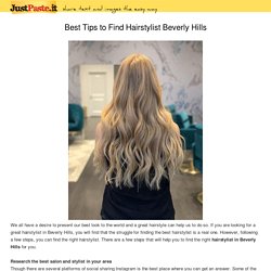 Best Tips to Find Hairstylist Beverly Hills