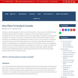 Best Place To Study In Canada