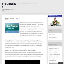 Best Practices « SHSUOnline Blog