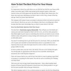 How To Get The Best Price For Your House