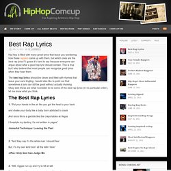 Best Rap Lyrics - HipHopComeup