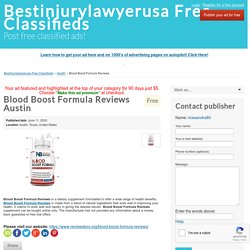 Blood Boost Formula Reviews Austin - Bestinjurylawyerusa Free Classifieds