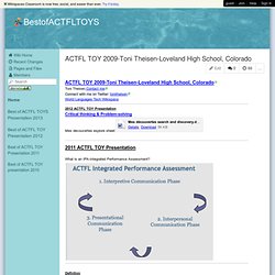 BestofACTFLTOYS - ACTFL TOY 2009-Toni Theisen-Loveland High School, Colorado