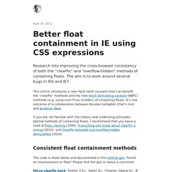 Better float containment in IE using CSS expressions