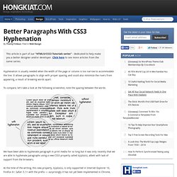 Better Paragraphs with CSS3 Hyphenation