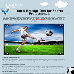 Top 5 Betting Tips for Sports Professionals