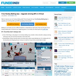 5 Ice Hockey Betting tips - Upgrade winning 88% in Virtual