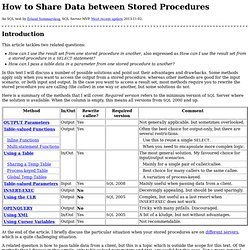 How to share data between stored procedures