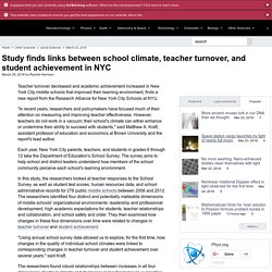 Study finds links between school climate, teacher turnover, and student achievement in NYC