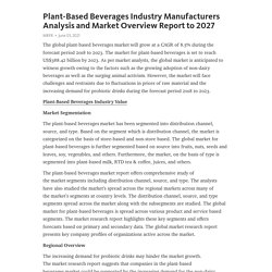 Plant-Based Beverages Industry Manufacturers Analysis and Market Overview Report to 2027 – Telegraph