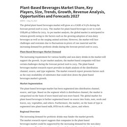 Plant-Based Beverages Market Share, Key Players, Size, Trends, Growth, Revenue Analysis, Opportunities and Forecasts 2027 – Telegraph