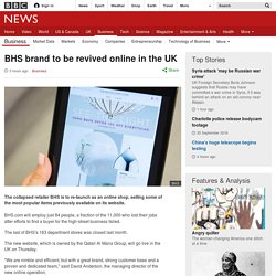 BHS brand to be revived online in the UK
