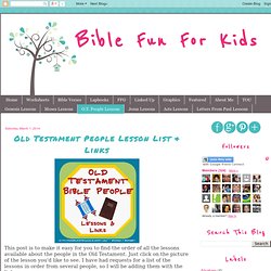 Old Testament People Lesson List & Links