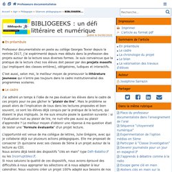 BIBLIOGEEKS : un défi littéraire et numérique - Doc'Poitiers - Le site des professeurs documentalistes