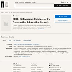 BCIN : Bibliographic Database of the Conservation Information Network - Ghent University Library
