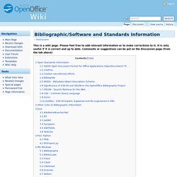 Bibliographic/Software and Standards Information