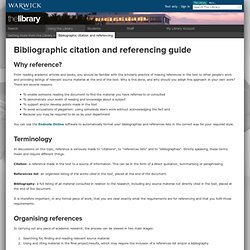 Bibliographic citation and referencing - University of Warwick Library