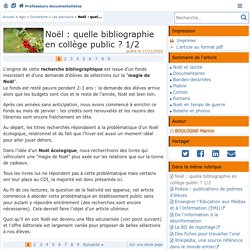 Noël : quelle bibliographie en collège public ? 1/2 - Doc'Poitiers - Le site des professeurs documentalistes