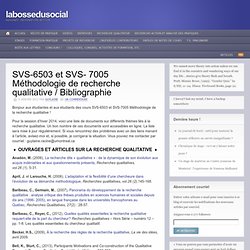 SVS-6503 et SVS- 7005 Méthodologie de recherche qualitative / Bibliographie