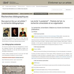 Recherches bibliographiques - S'informer sur un artiste - Portails et guides thématiques at Bibliothèque nationale de France