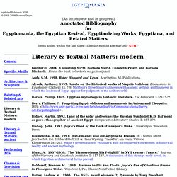 Annotated Bibliography for Egyptomania - Modern Literature