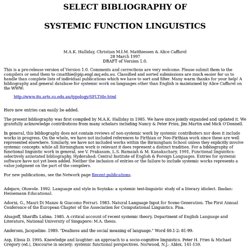 Select bibliography of systemic functional linguistics