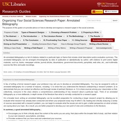 Annotated Bibliography - Organizing Your Social Sciences Research Paper - Research Guides at University of Southern California