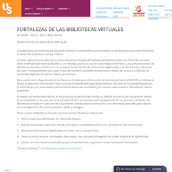 FORTALEZAS DE LAS BIBLIOTECAS VIRTUALES - Universidad del Sur