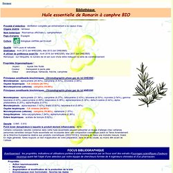 Fiche bibliothèque technique huile essentielle de Romarin à Camphre - Rosmarinus officinalis camphoriferum