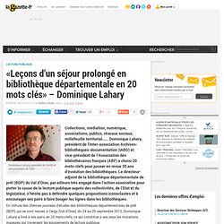 «Leçons d’un séjour prolongé en bibliothèque départementale en 20 mots clés» - Dominique Lahary