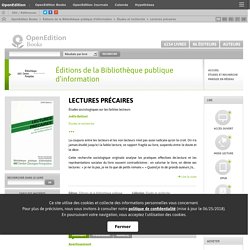 Lectures précaires - Éditions de la Bibliothèque publique d’information