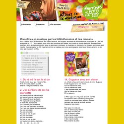 Comptines, berceuses et jeux de doigts - Printemps des petits lecteurs 2010 - BM de Lyon
