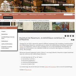 [FR] Bibliothèque Mazarine - Mazarinum, la bibliothèque numérique de la Mazarine