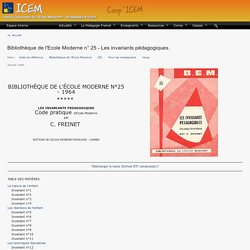 Bibliothèque de l'Ecole Moderne n° 25 - Les invariants pédagogiques.