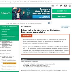 Bibliothèque virtuelle Répertoire de révision en histoire - Deuxième secondaire