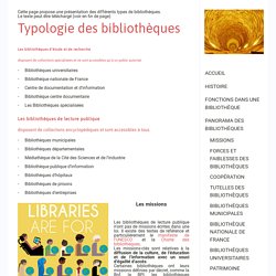 Typologie des bibliothèques - Bibliothéconomie