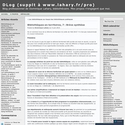 Bibliothèques en territoires, 7 : Brève synthèse « DLog (supplt à www.lahary.fr/pro)