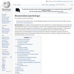 Bicameralism (psychology) - Wikipedia